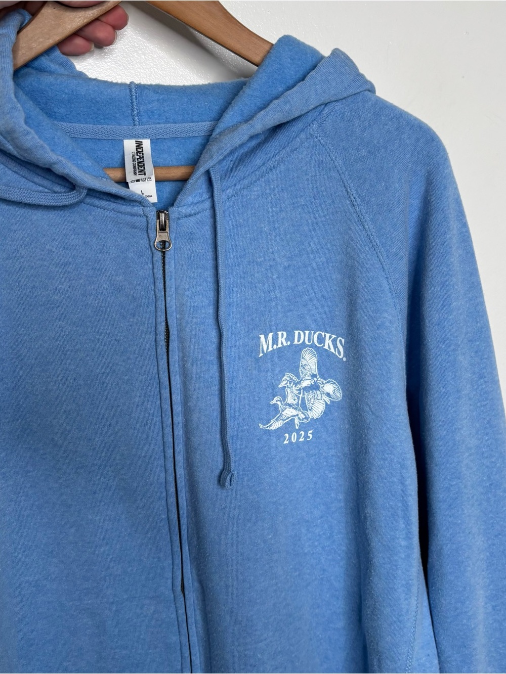 MR Ducks Blue Fleece Full Zip Hoodie Sweatshirt Jacket Sz Large - Picture 6 of 8